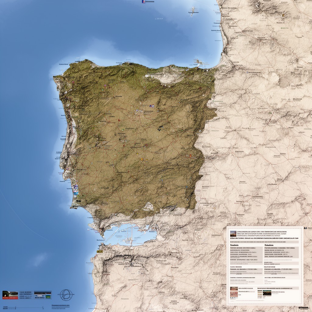 AI-generated illustration of mainland Portugal