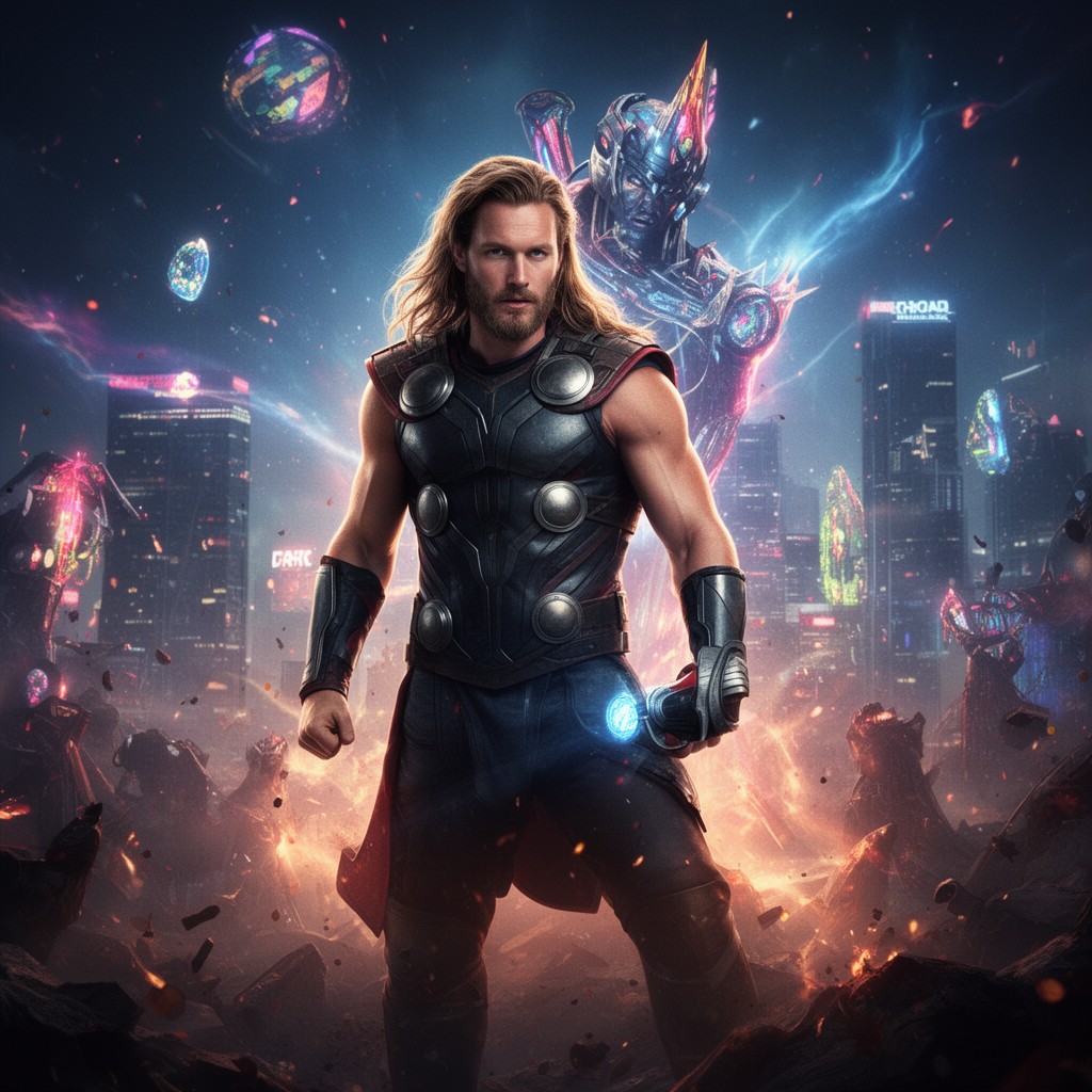 AI-generated illustration of Thor: Ragnarok