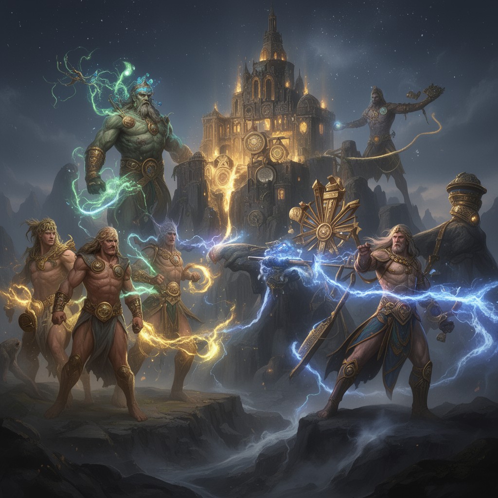 AI-generated illustration of Titans of Greek mythology