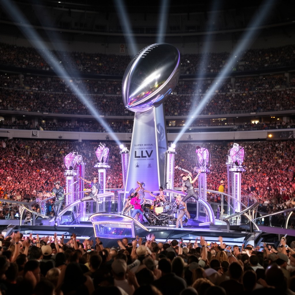 AI-generated illustration of Super Bowl XLV halftime show