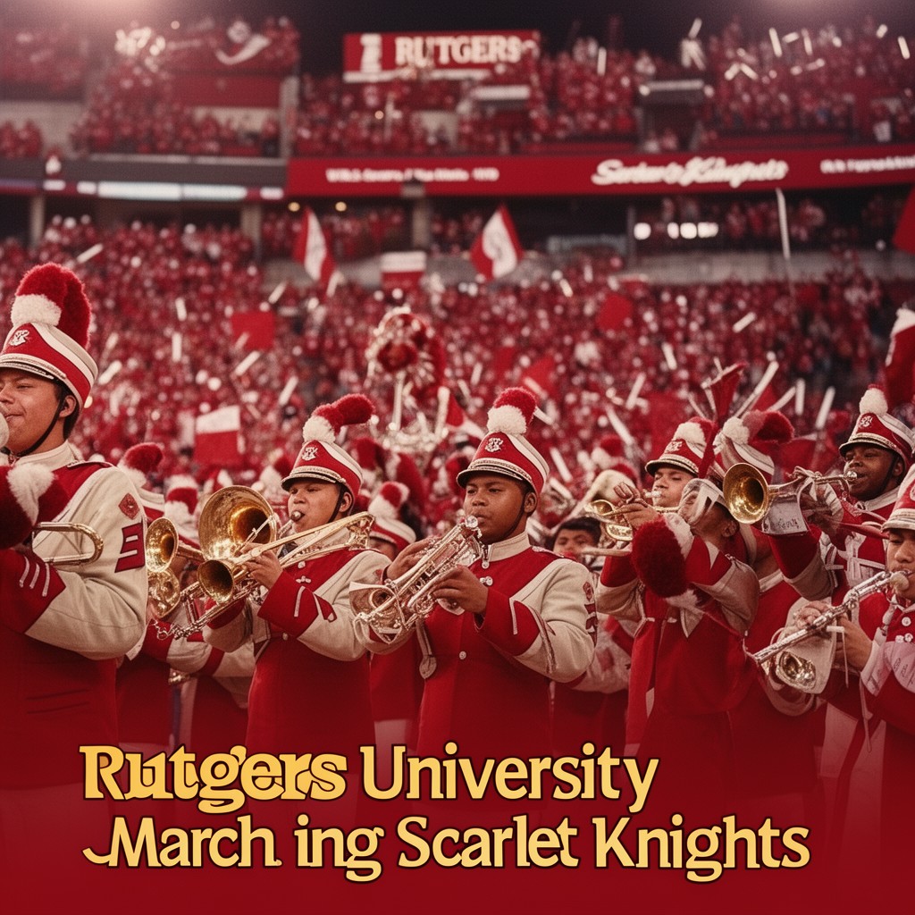 AI-generated illustration of Rutgers University Marching Scarlet Knights