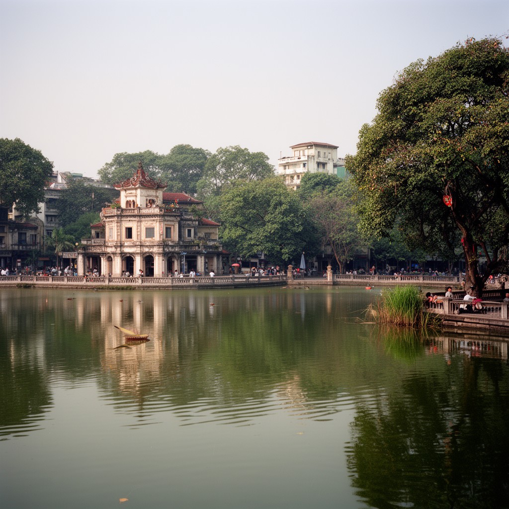 AI-generated illustration of Trúc Bạch Lake