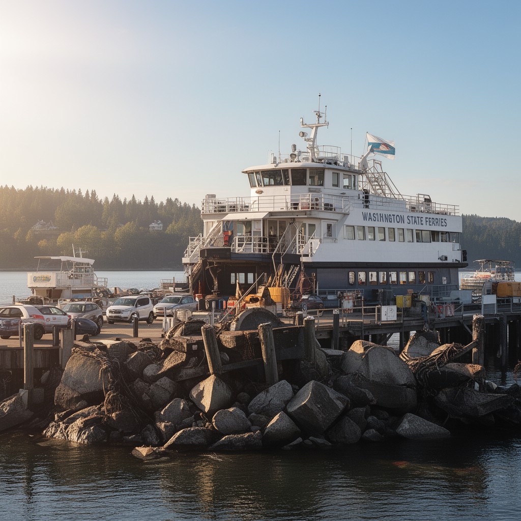 AI-generated illustration of Washington State Ferries