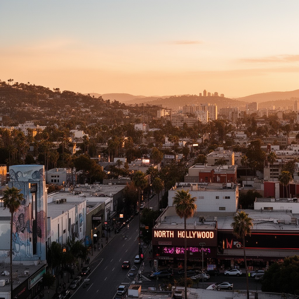 AI-generated illustration of North Hollywood, Los Angeles, California