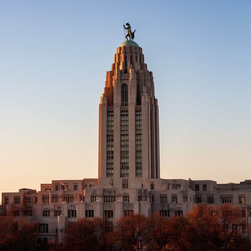 AI-generated illustration of Nebraska State Capitol
