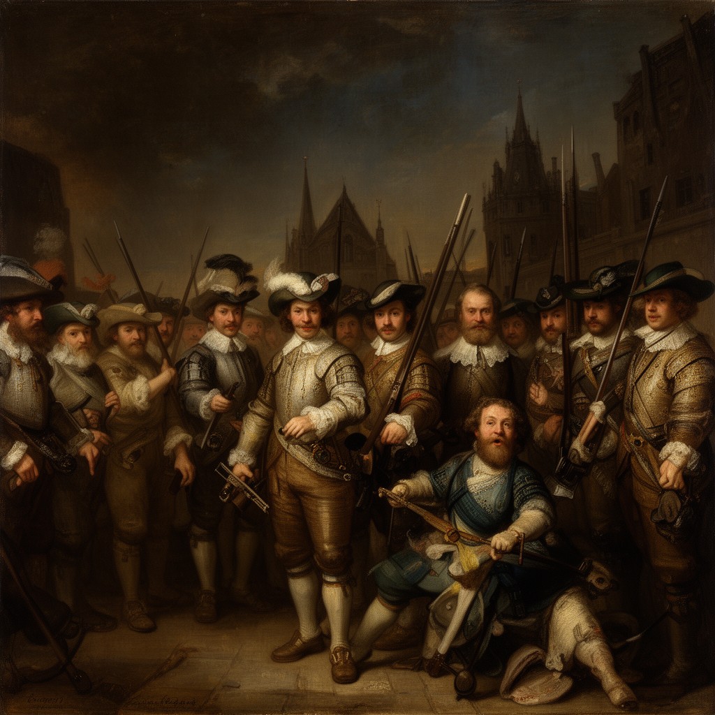 AI-generated illustration of The Night Watch