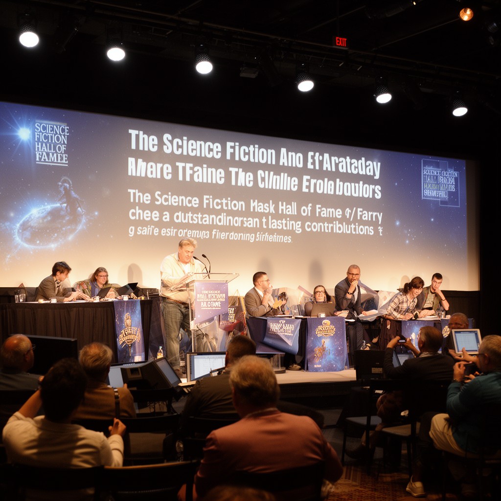 AI-generated illustration of Science Fiction and Fantasy Hall of Fame induction
