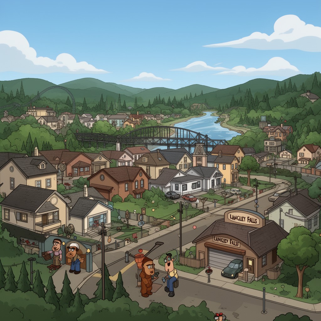 AI-generated illustration of Langley Falls, Virginia