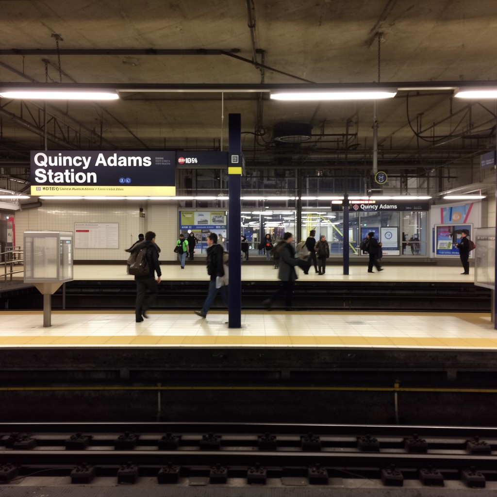 AI-generated illustration of Quincy Adams station