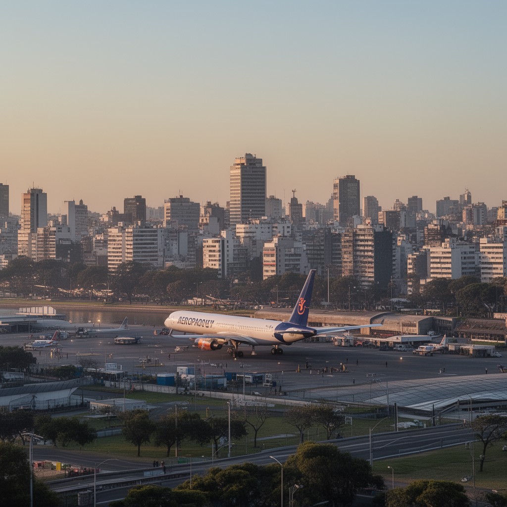 AI-generated illustration of Aeroparque Jorge Newbery