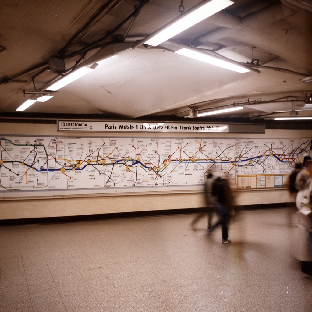 AI-generated illustration of Paris Métro Line 1