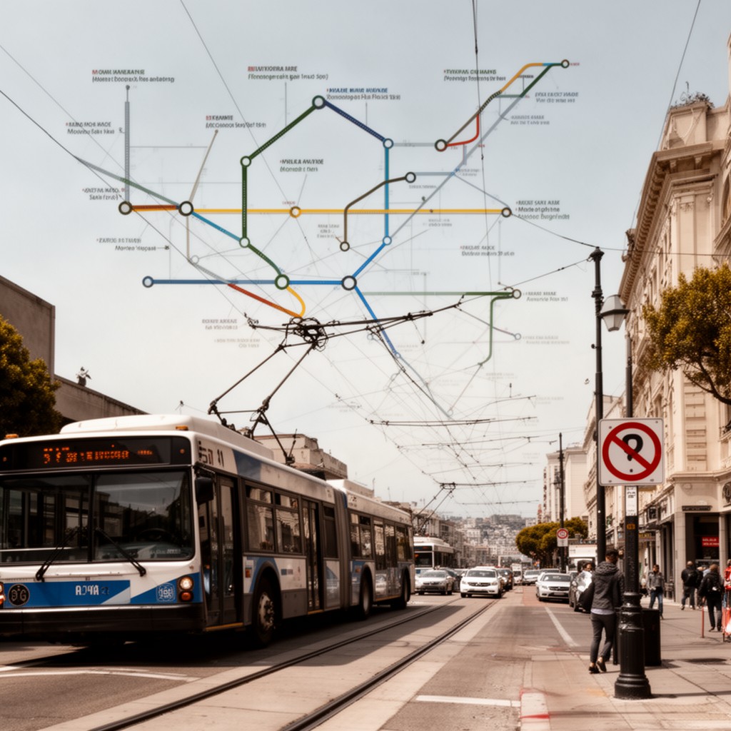 AI-generated illustration of Muni bus network
