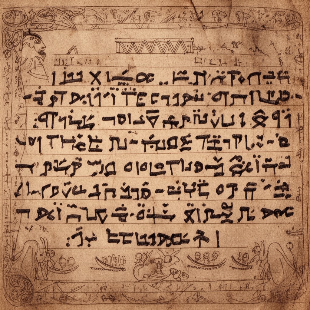 AI-generated illustration of Old Nubian script (historically)