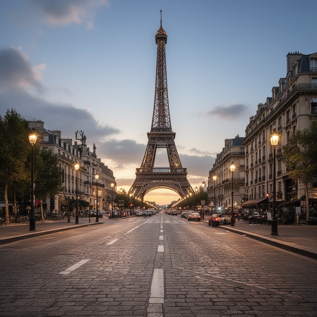 AI-generated illustration of Avenue Gustave Eiffel, 75007 Paris, France
