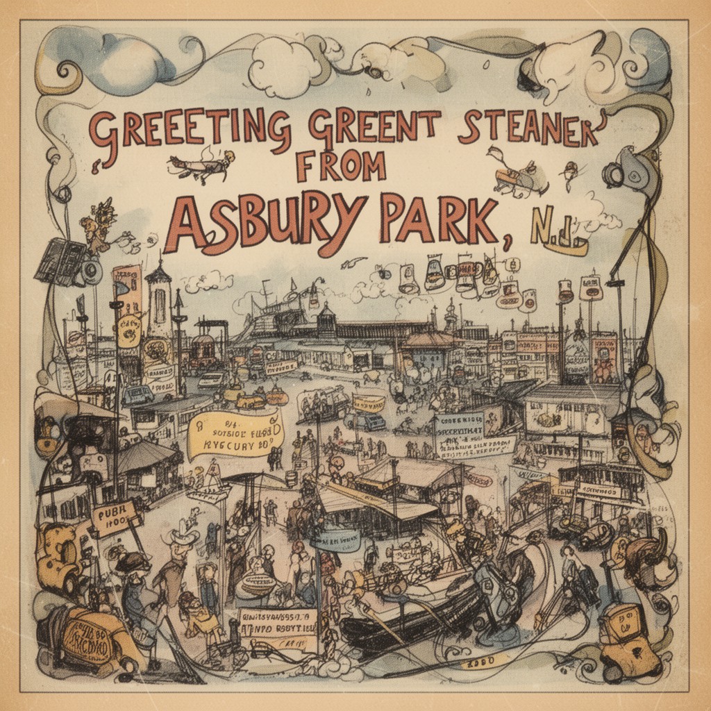 AI-generated illustration of Greetings from Asbury Park, N.J.