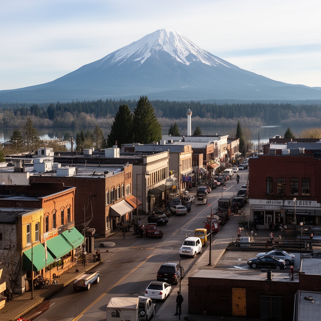 AI-generated illustration of St. Helens, Oregon