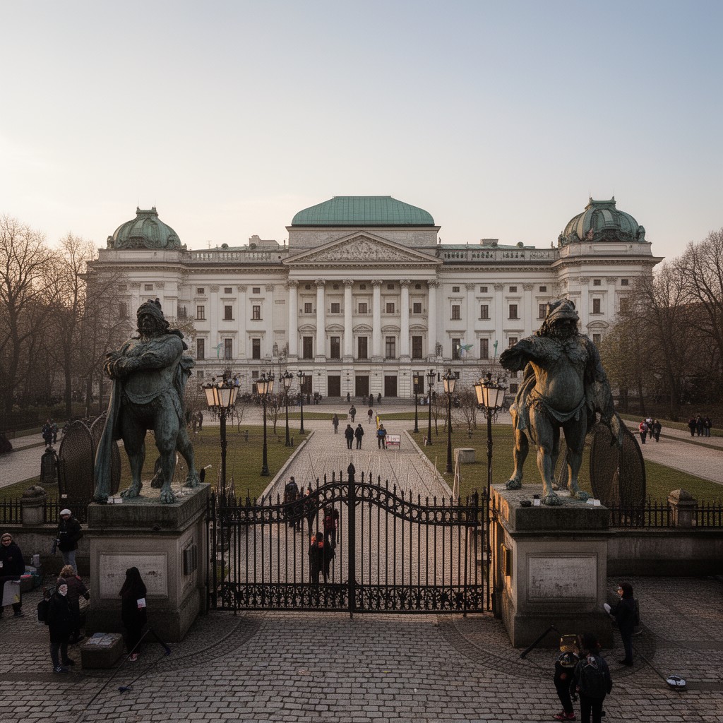 AI-generated illustration of Belweder Palace area in Warsaw