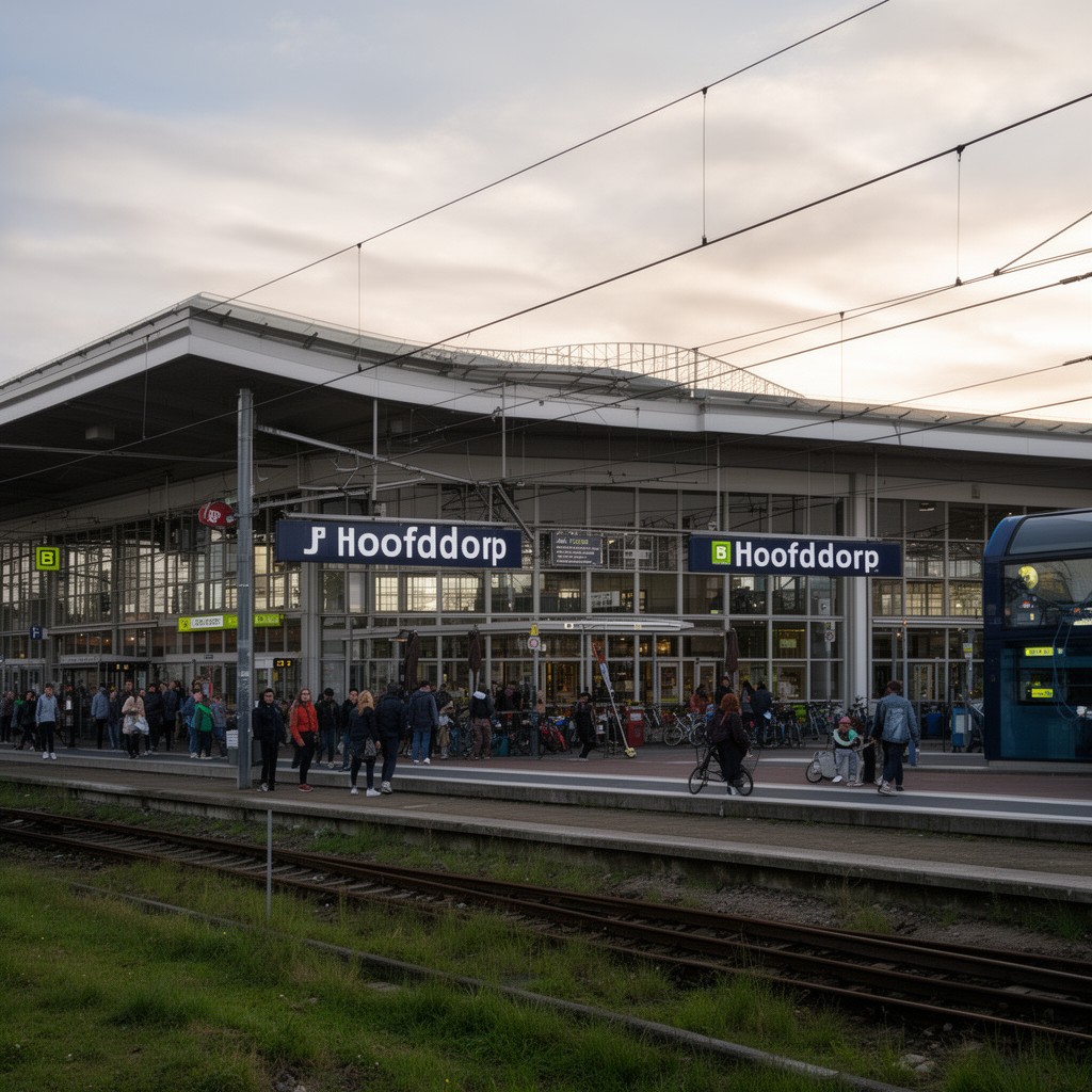 AI-generated illustration of Hoofddorp railway station