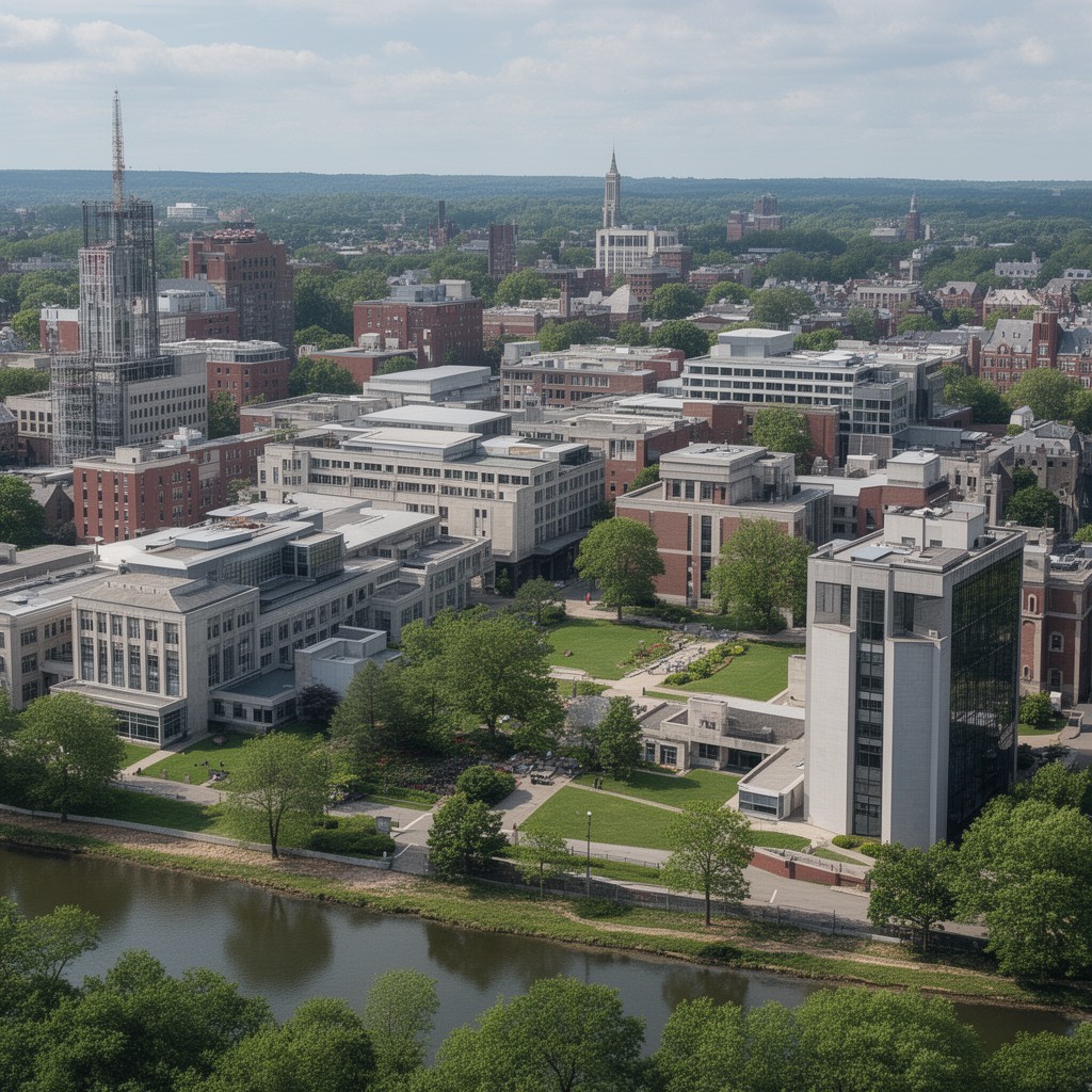 AI-generated illustration of MIT Cambridge campus