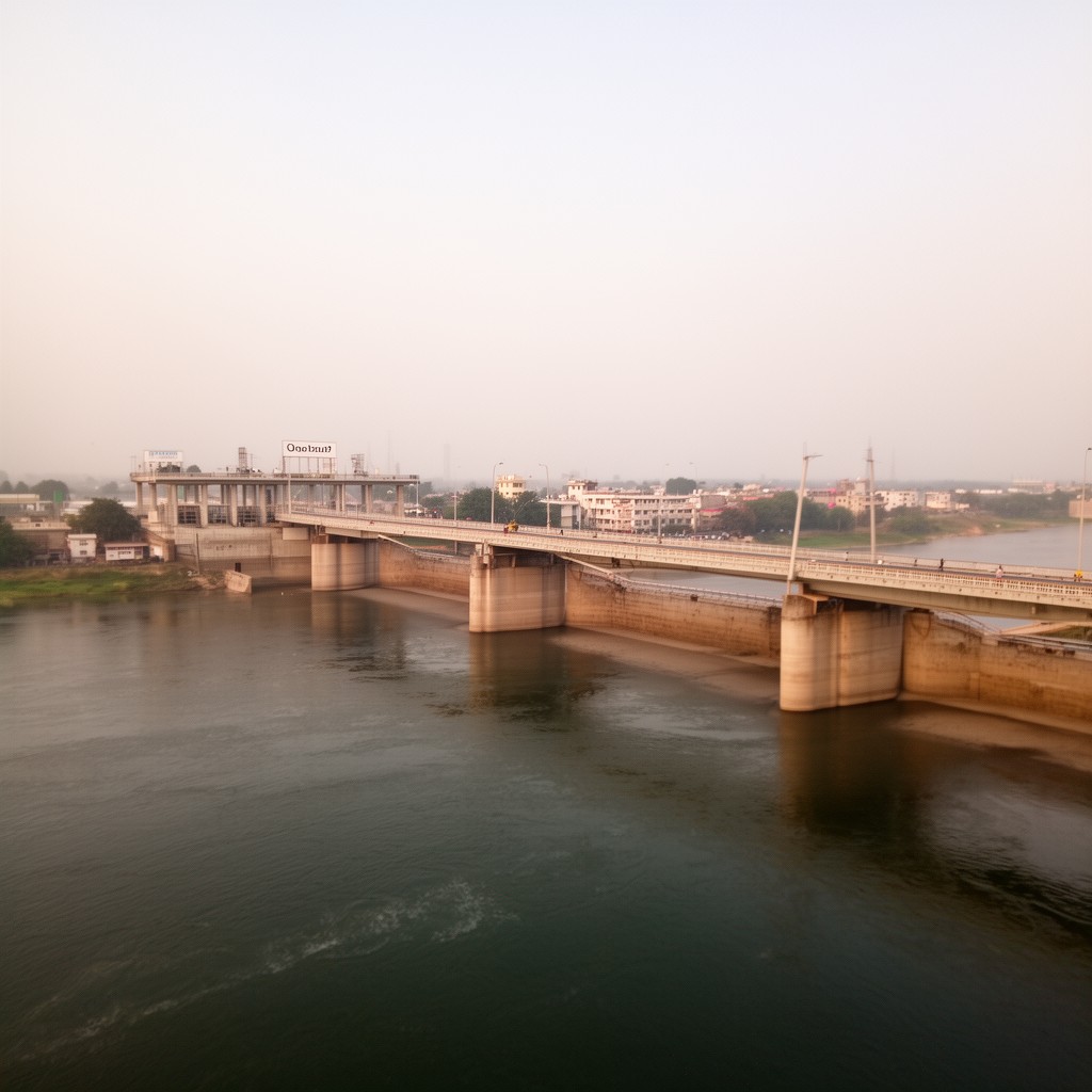 AI-generated illustration of Okhla Barrage