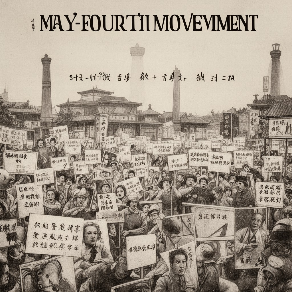 AI-generated illustration of May Fourth Movement