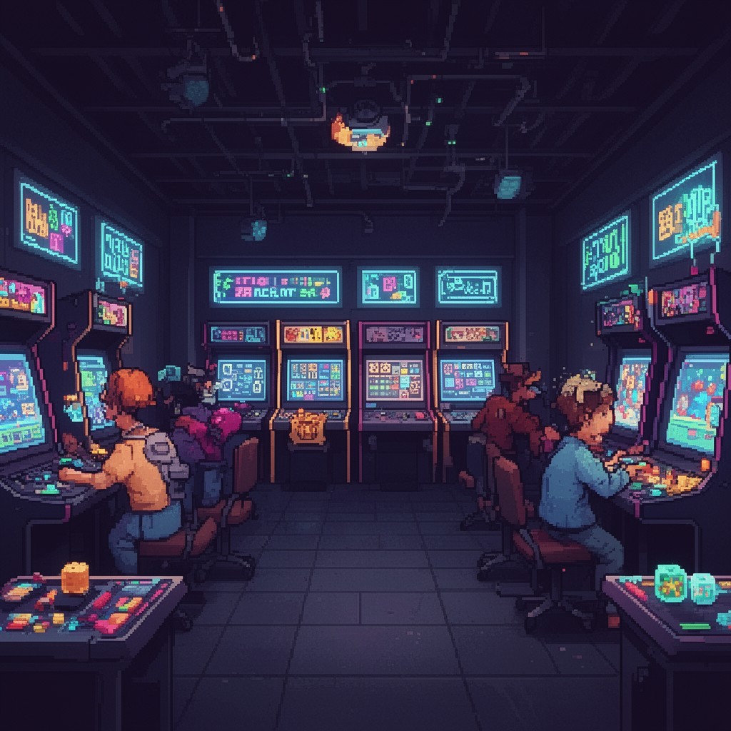 AI-generated illustration of Arcade (retro-style game platform)