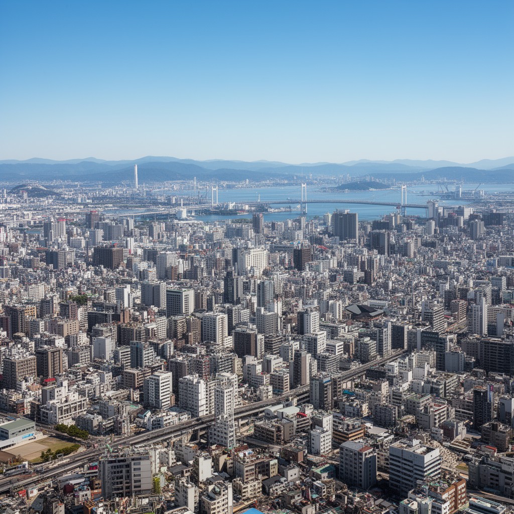 AI-generated illustration of Osaka–Kobe metropolitan area
