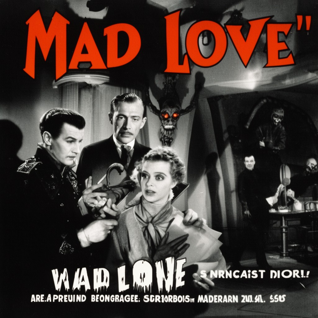 AI-generated illustration of Mad Love (1935 film)