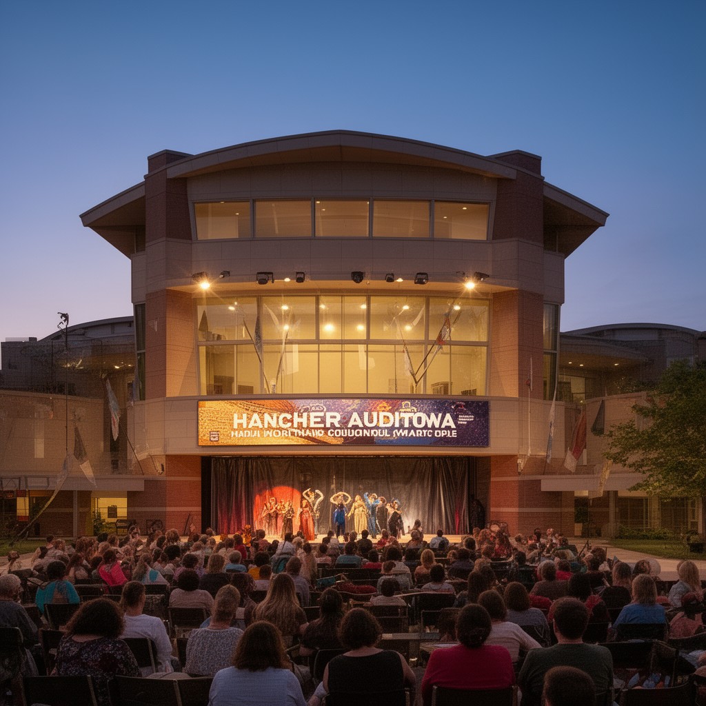 AI-generated illustration of Hancher Auditorium