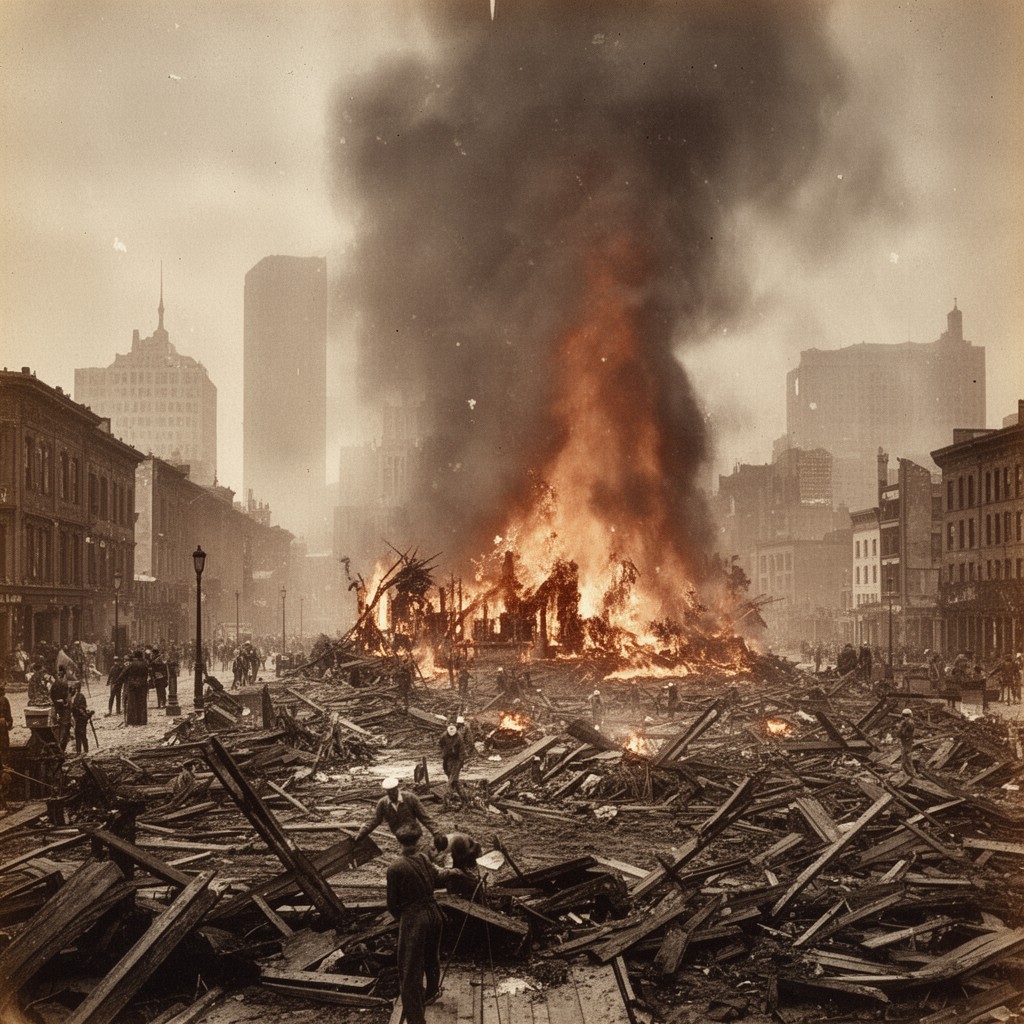 AI-generated illustration of Great Chicago Fire of 1871