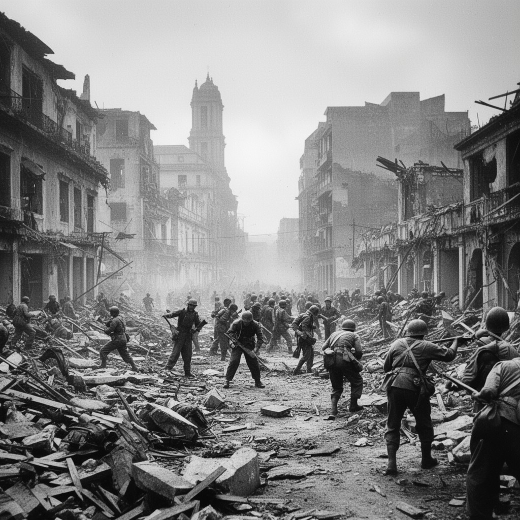 AI-generated illustration of Battle of Manila (1945)