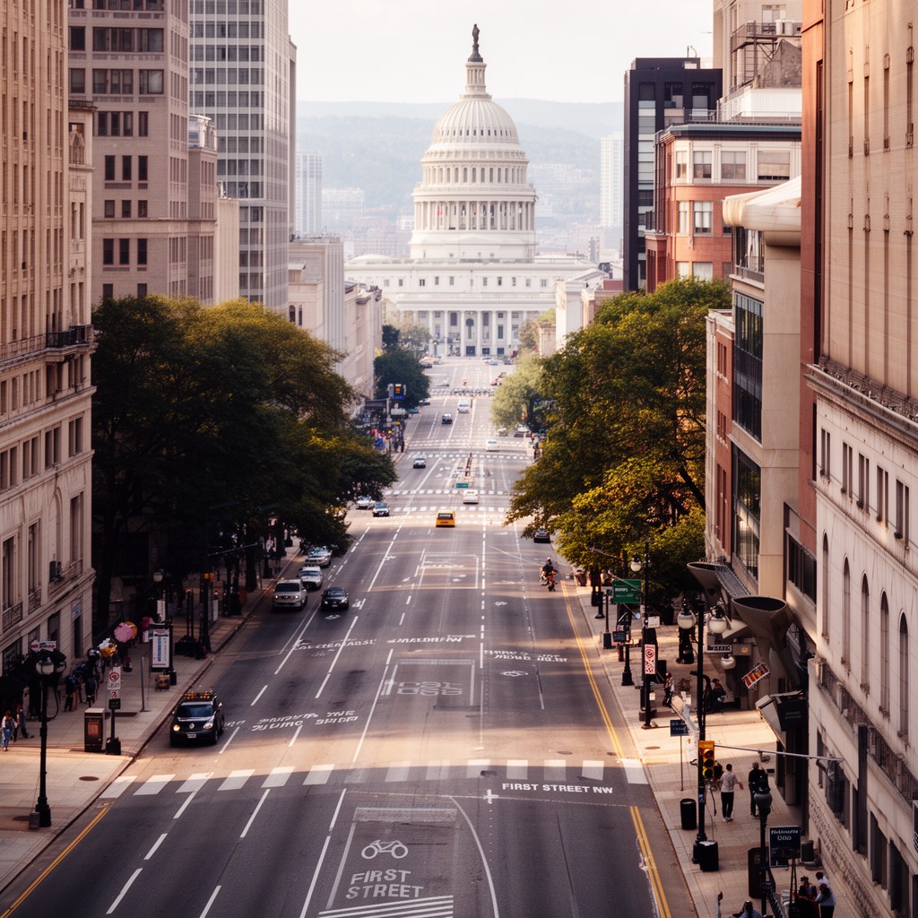 AI-generated illustration of First Street NW