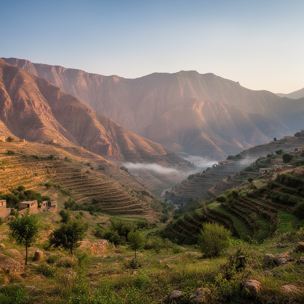 AI-generated illustration of Yemeni Highlands