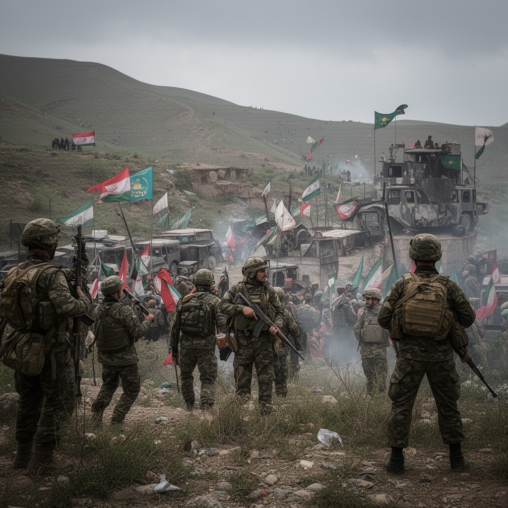 AI-generated illustration of Iranian Kurdish conflict