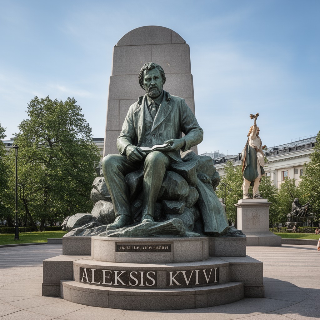 AI-generated illustration of Aleksis Kivi (memorial)