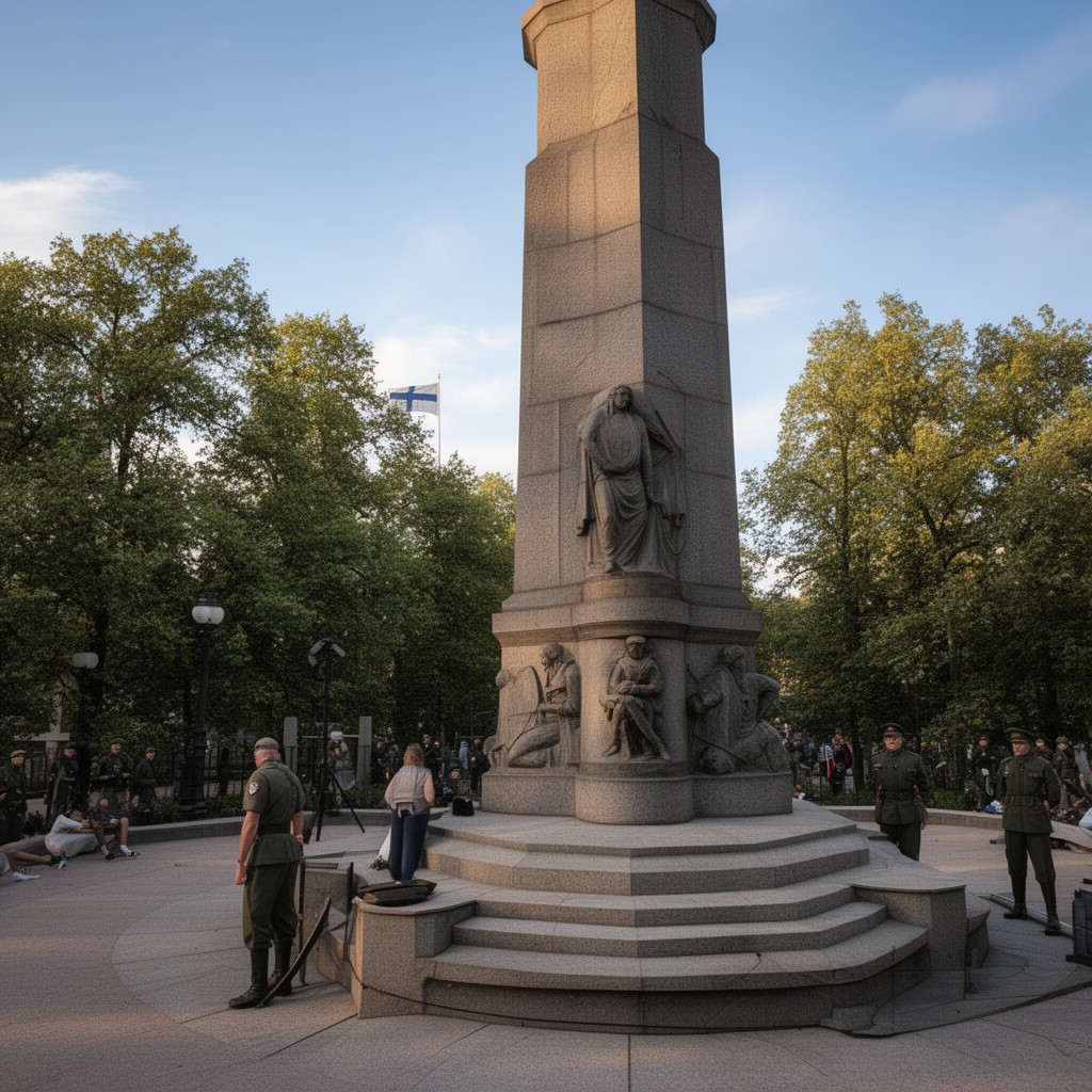 AI-generated illustration of Memorial to the fallen of the Continuation War