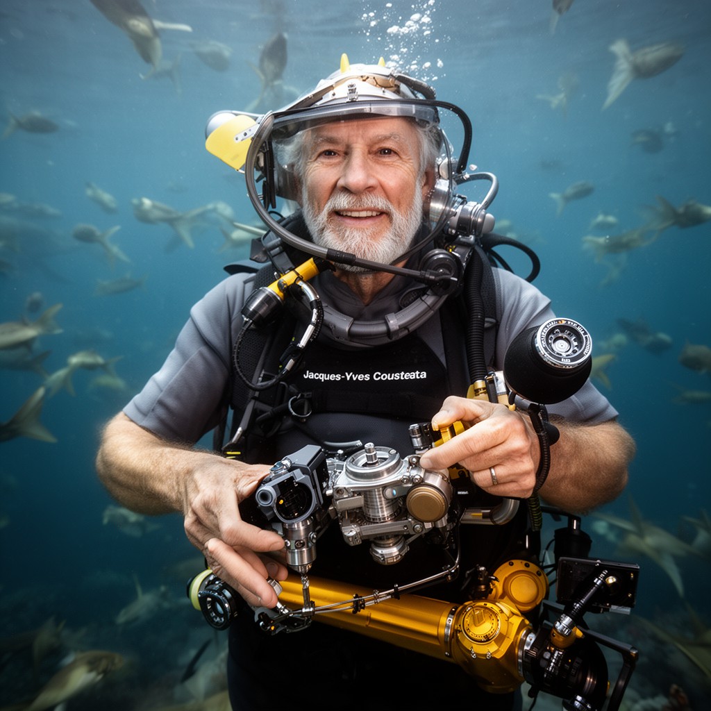 AI-generated illustration of Jacques-Yves Cousteau
