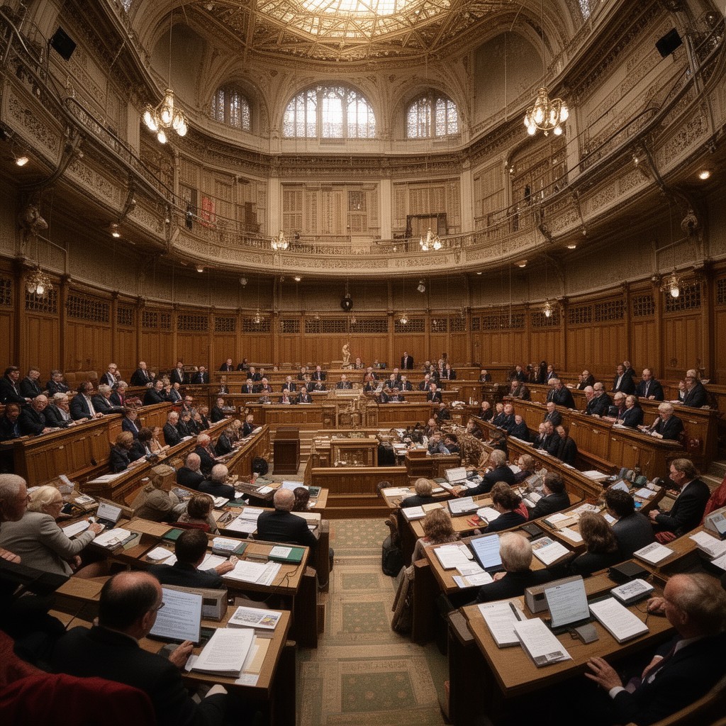 AI-generated illustration of House of Commons chamber