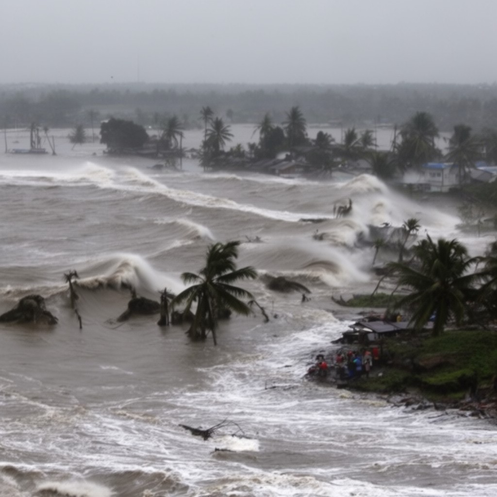 AI-generated illustration of 2004 Indian Ocean earthquake and tsunami