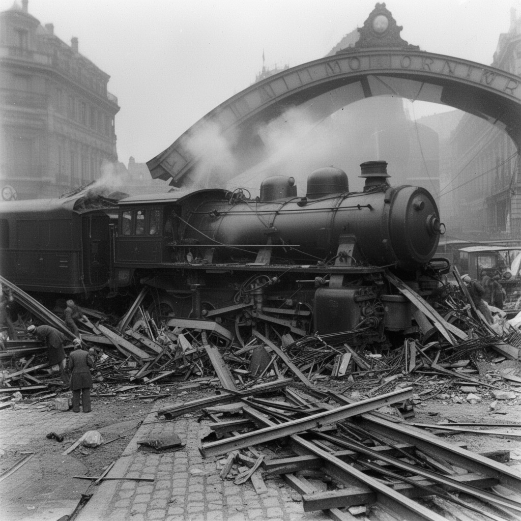 AI-generated illustration of Montparnasse derailment