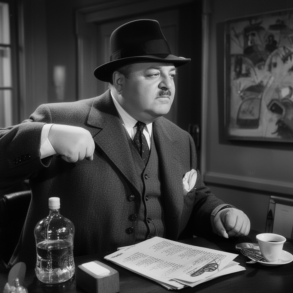 AI-generated illustration of Sydney Greenstreet