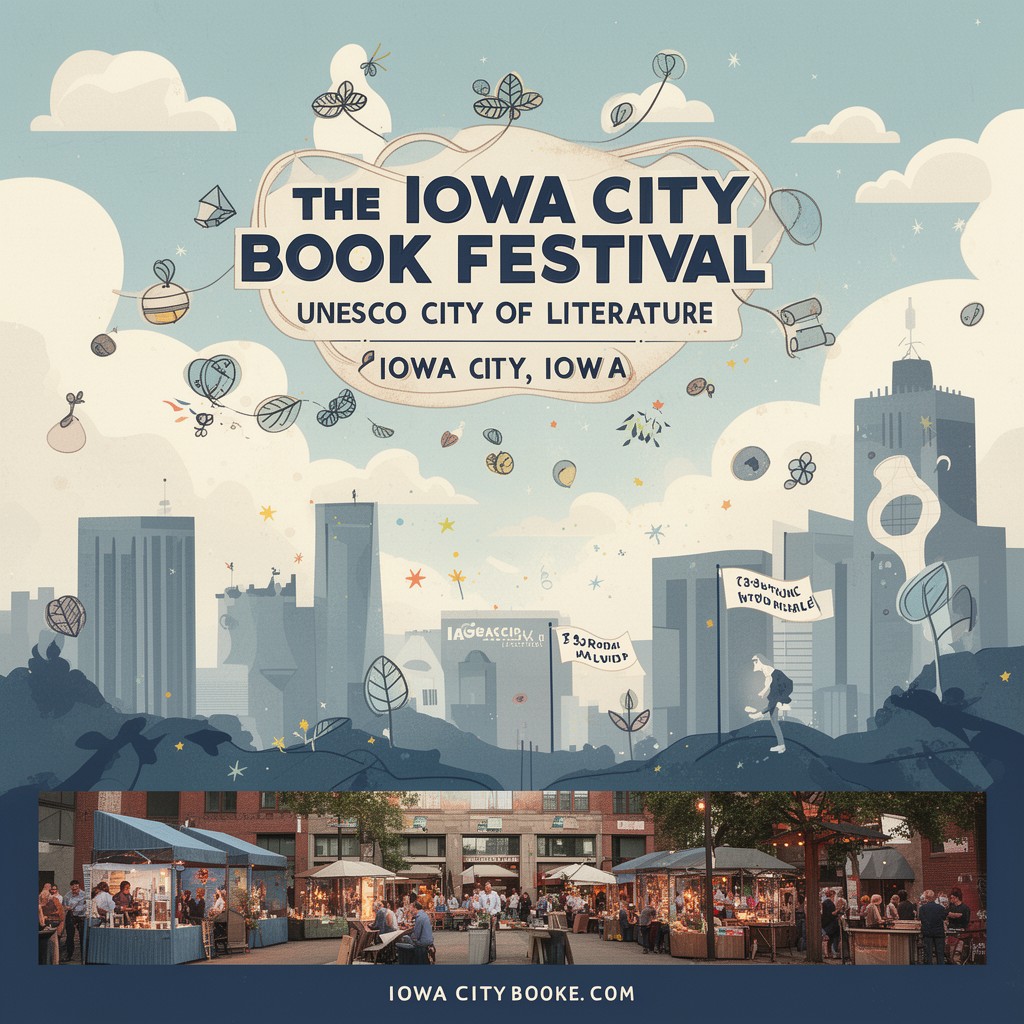 AI-generated illustration of Iowa City Book Festival