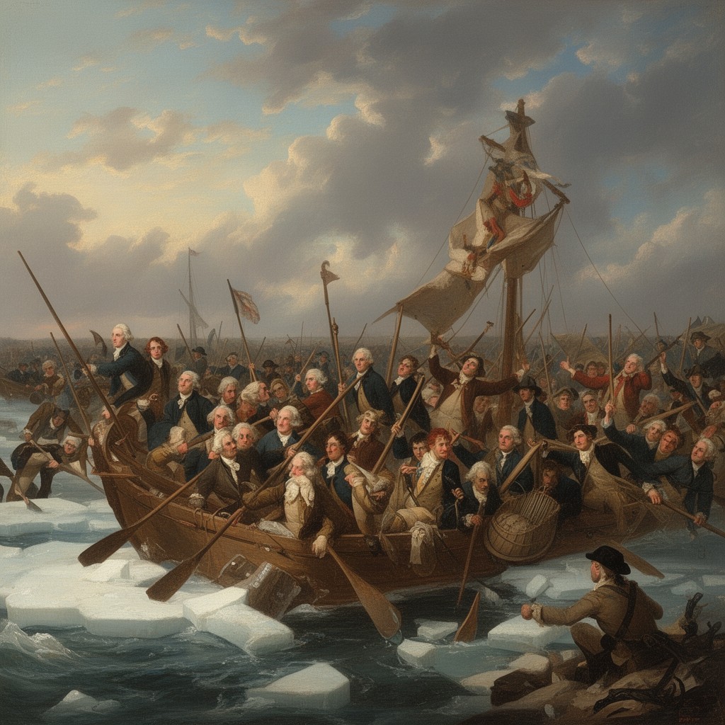 AI-generated illustration of Washington Crossing the Delaware