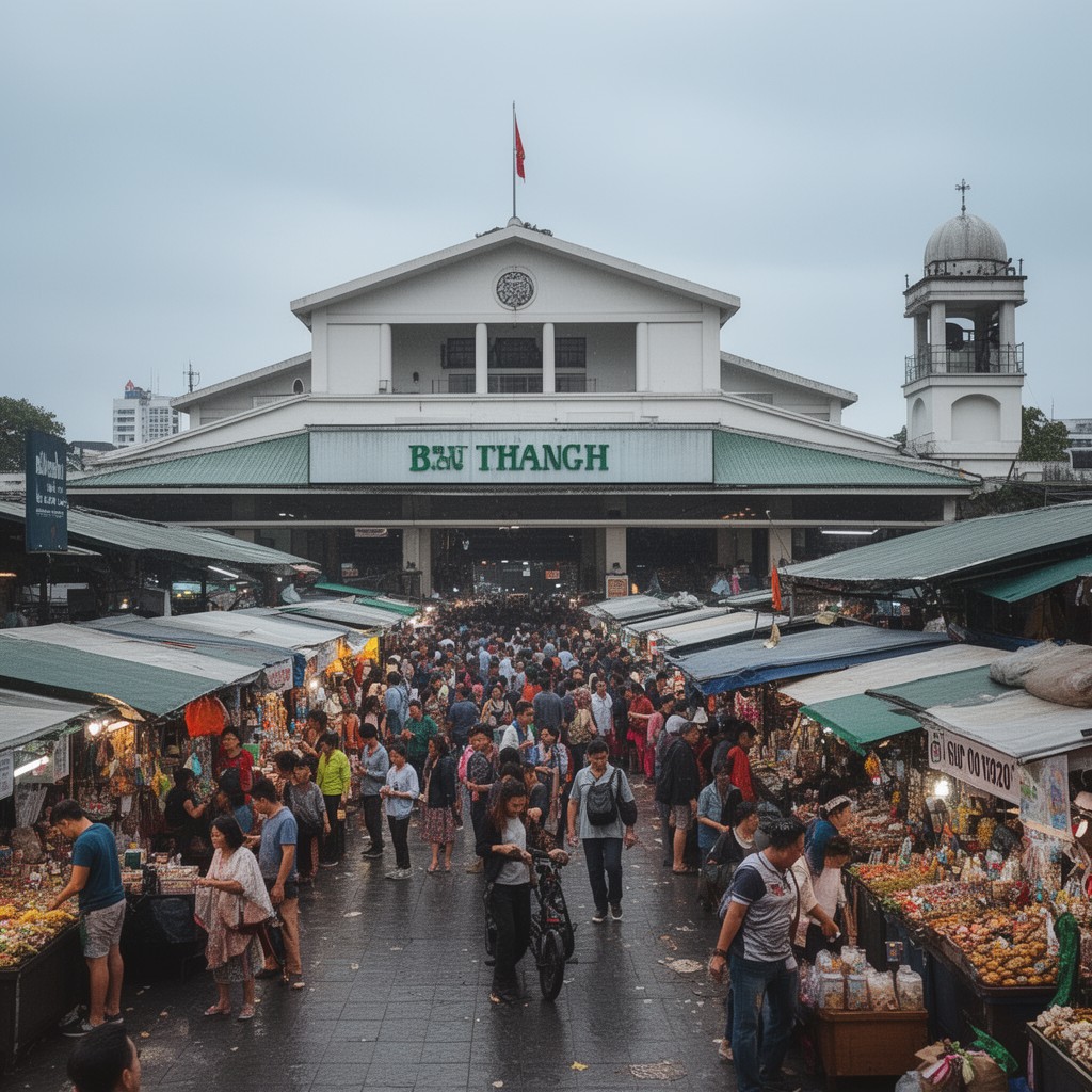 AI-generated illustration of Ben Thanh Market