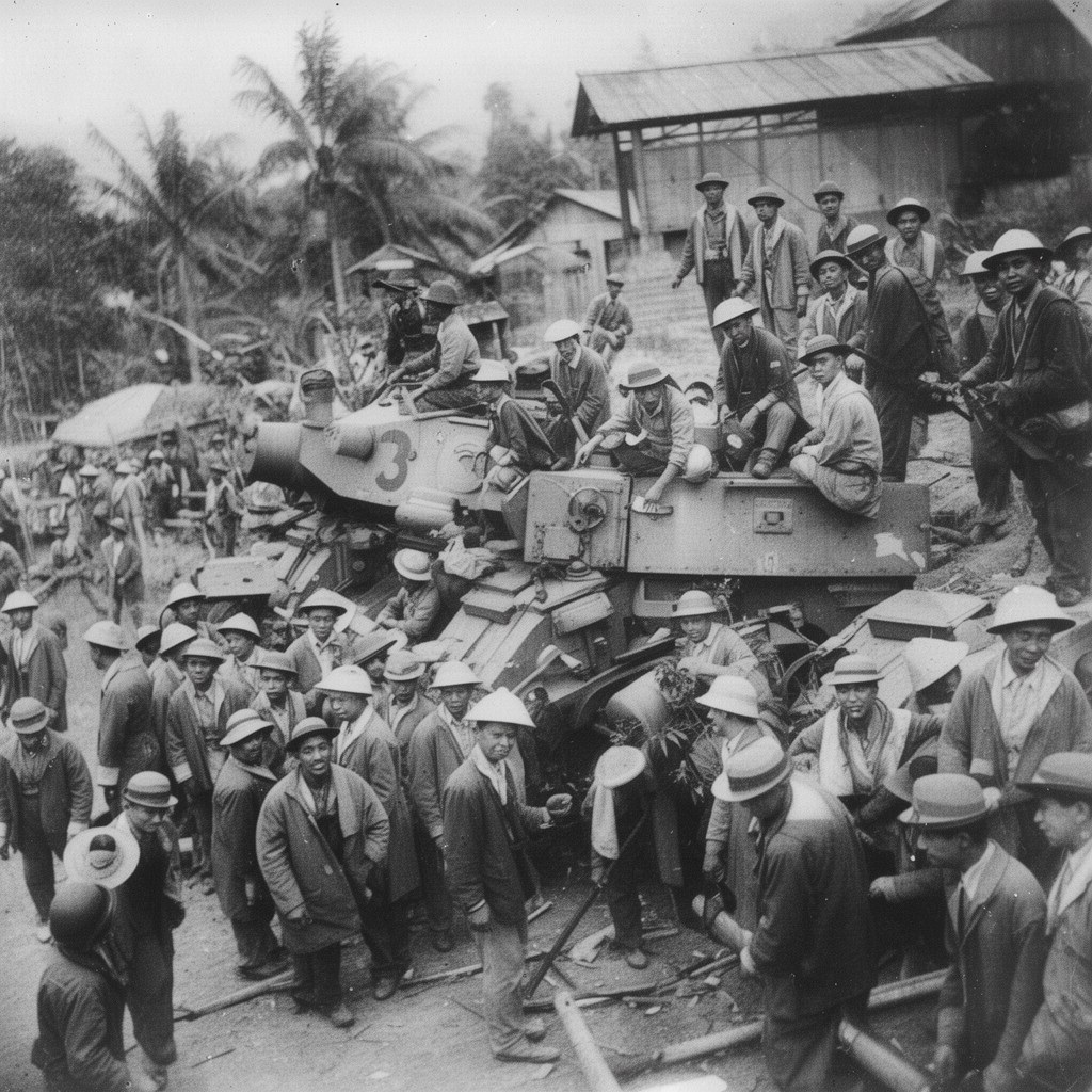 AI-generated illustration of Japanese coup d’état in French Indochina