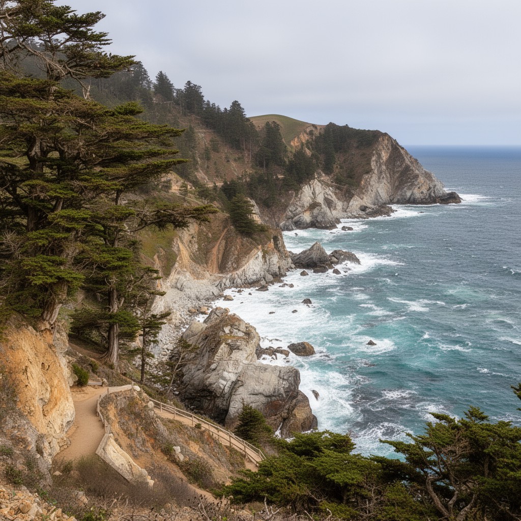 AI-generated illustration of Pfeiffer Big Sur State Park
