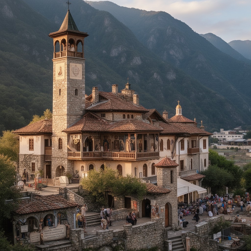 AI-generated illustration of Philotheou Monastery