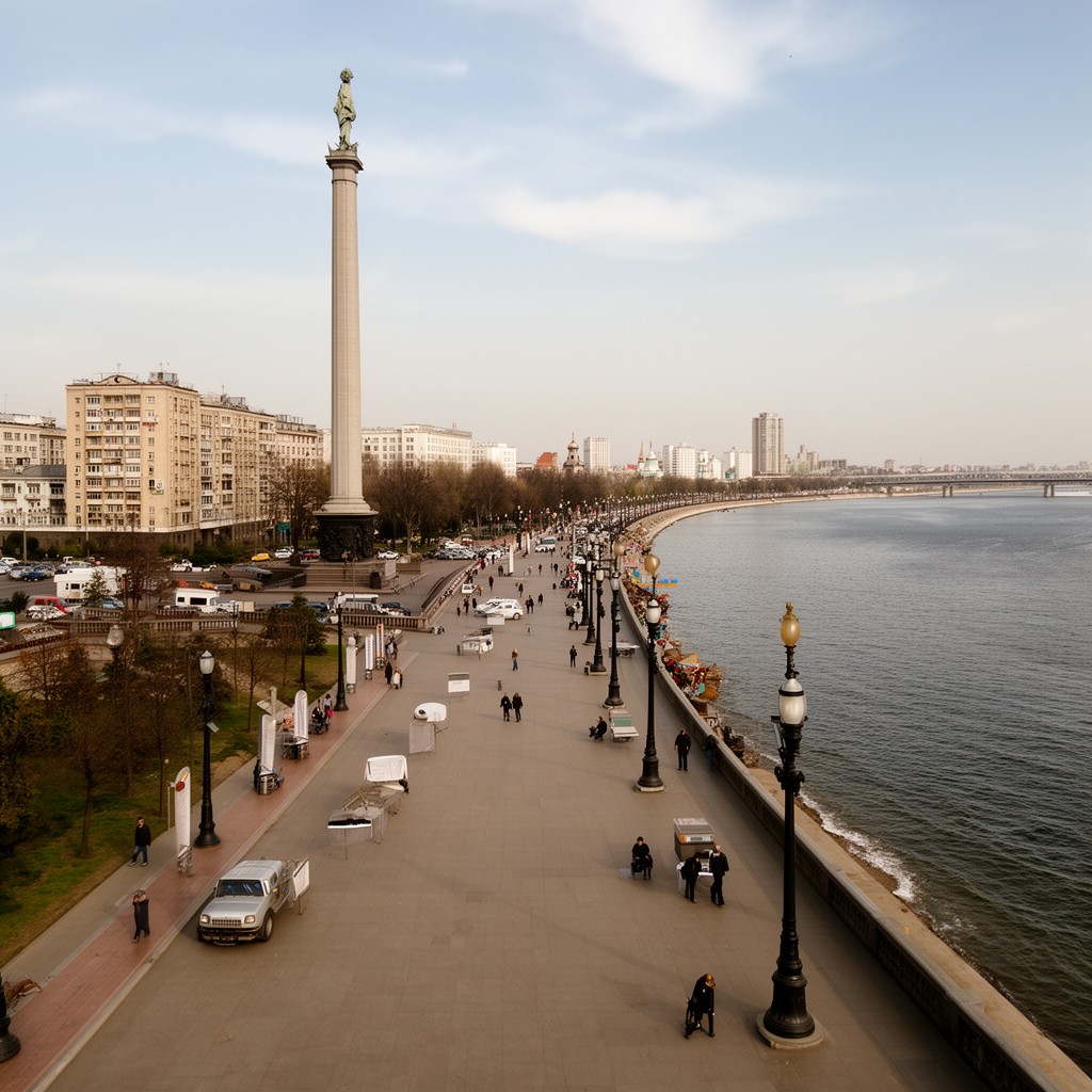 AI-generated illustration of Central Embankment of the Volga