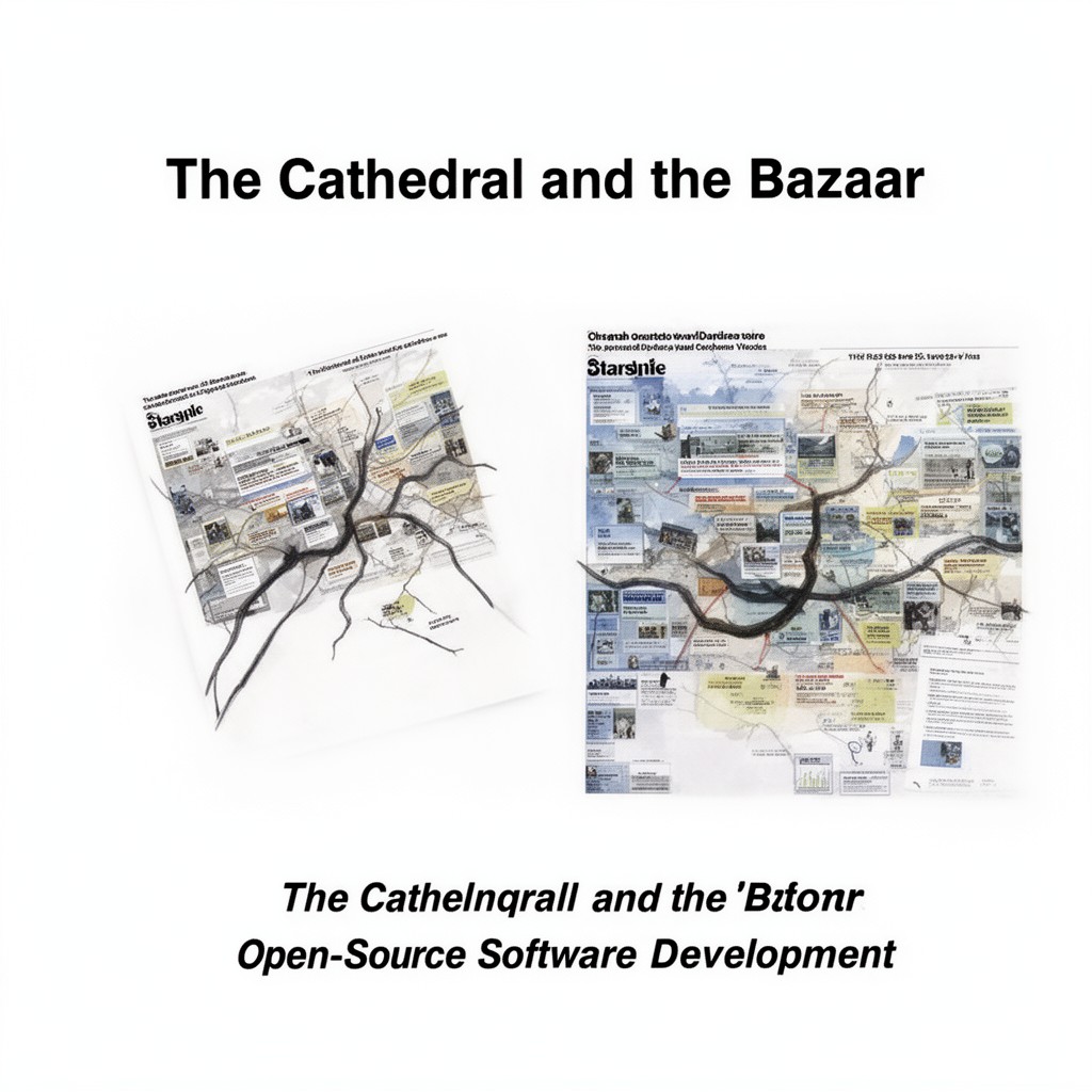 AI-generated illustration of The Cathedral and the Bazaar