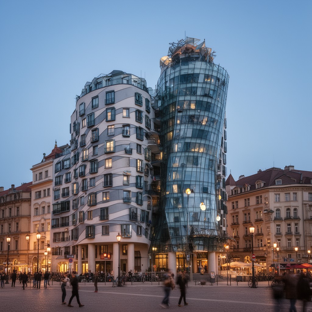 AI-generated illustration of Dancing House